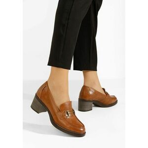 Mocasini cu toc Darna camel imagine