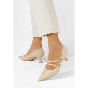 Pantofi stiletto cu toc mic Mimi bej imagine