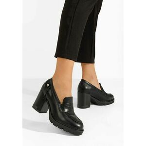 Mocasini cu toc Delora negri imagine