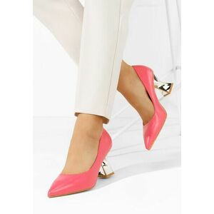 Pantofi cu toc piramida Rociana roz imagine