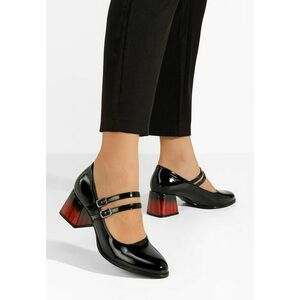 Pantofi cu toc gros Quinta V2 negri imagine