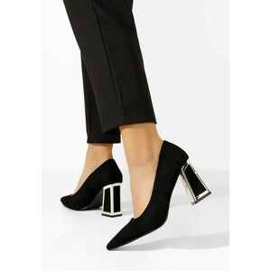 Pantofi cu toc gros Cizella V2 negri imagine