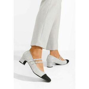 Pantofi cu toc gros Nakira argintii imagine