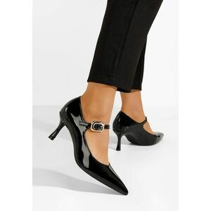 Pantofi cu toc subtire Natela negri imagine