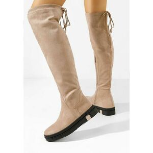 Cizme lungi fara toc Cezara bej imagine