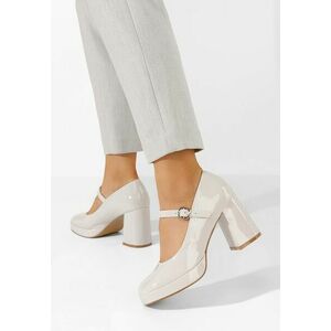 Pantofi cu toc gros Charlote V2 bej imagine