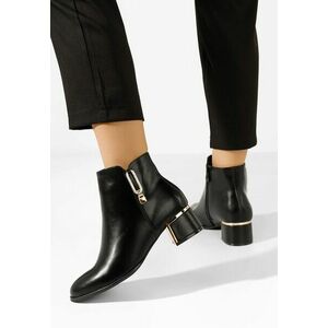 Botine cu toc gros Viky negre imagine