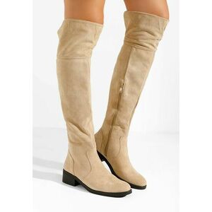 Cizme lungi fara toc Danaka bej imagine
