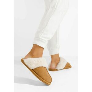 Papuci de casa pufosi Joka V2 camel imagine