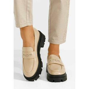 Mocasini cu talpa groasa Aksa V2 bej imagine