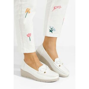 Mocasini dama cu platforma Karenna albi imagine
