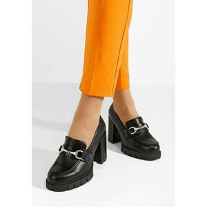 Mocasini dama cu toc Reena negri imagine