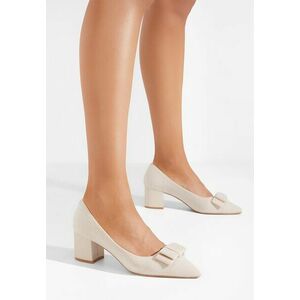 Pantofi cu toc mediu Sherry bej imagine