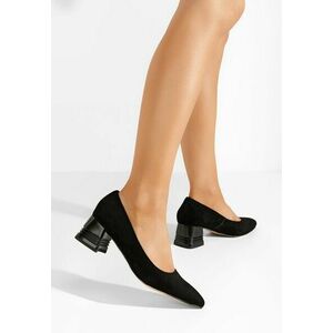 Pantofi cu toc gros piele Fadicia V2 negri imagine