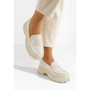 Mocasini cu talpa groasa Amlie bej imagine