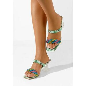 Papuci cu toc transparent Eleni verzi imagine