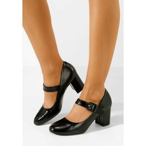 Pantofi cu toc gros Tanita negri imagine