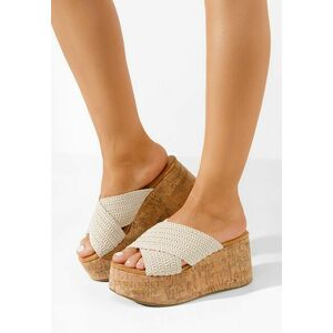 Papuci cu platformă Sousie bej imagine