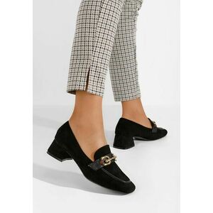 Mocasini dama cu toc Eudora negri imagine