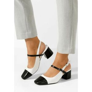 Pantofi cu toc gros Eriosa albi imagine