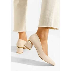 Pantofi cu toc gros Gretta V2 bej imagine