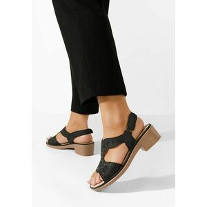 Sandale cu toc gros Thirza negre imagine