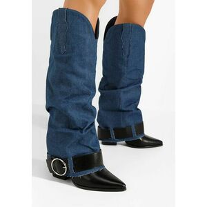 Cizme cu toc gros Elisia denim imagine