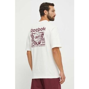 Reebok Classic tricou din bumbac Basketball culoarea bej, cu imprimeu imagine