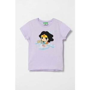 United Colors of Benetton tricou de bumbac pentru copii culoarea violet imagine