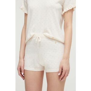 United Colors of Benetton pantaloni scurți de lounge culoarea bej, neted, high waist imagine