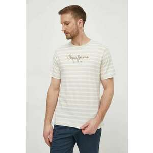 Pepe Jeans tricou din bumbac barbati, culoarea bej, modelator imagine