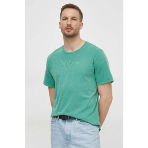 Pepe Jeans tricou din bumbac barbati, culoarea verde, cu imprimeu imagine