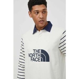 The North Face longsleeve din bumbac culoarea bej, cu imprimeu imagine