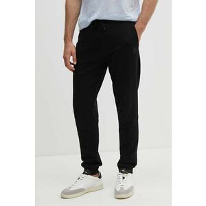 BOSS Orange pantaloni de trening din bumbac culoarea negru, melanj imagine