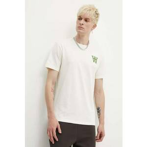 Wood Wood tricou din bumbac Ace AA Logo bărbați, culoarea bej, cu imprimeu, 10285709.2222 imagine