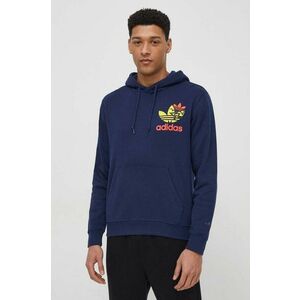 adidas Originals hanorac de bumbac bărbați, culoarea bleumarin, cu glugă, cu imprimeu IM9682 imagine