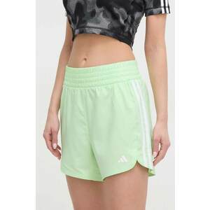 adidas Performance pantaloni scurți de antrenament Pacer culoarea verde, cu imprimeu, high waist IT7763 imagine