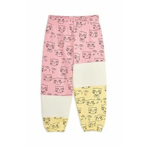 Mini Rodini pantaloni de trening din bumbac pentru copii Cathlethes culoarea roz, cu model imagine