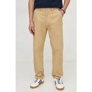 Pepe Jeans pantaloni de bumbac culoarea bej, drept imagine
