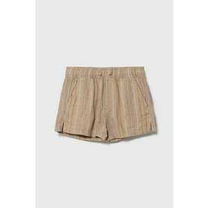 Abercrombie & Fitch pantaloni scurți de in pentru copii culoarea bej, talie reglabila imagine