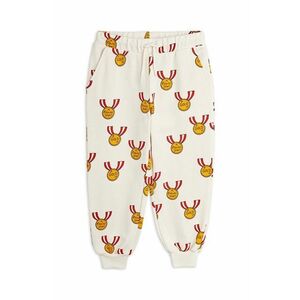 Mini Rodini pantaloni de trening din bumbac pentru copii Medals culoarea alb, cu model imagine