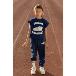 Mini Rodini top din bumbac pentru copii Jogging culoarea bleumarin, cu imprimeu imagine