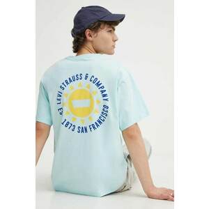 Levi's tricou din bumbac culoarea turcoaz, cu imprimeu, 0008C imagine