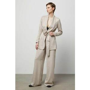 Answear Lab pantaloni femei, culoarea bej, lat, high waist imagine