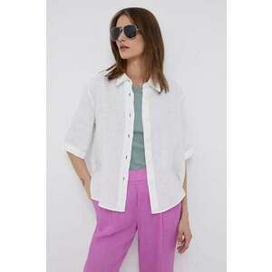 United Colors of Benetton cămașă de in culoarea alb, cu guler clasic, regular imagine