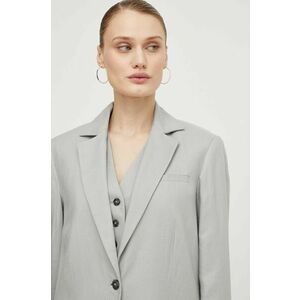 Herskind blazer din amestec de in culoarea gri, un singur rand de nasturi, neted imagine