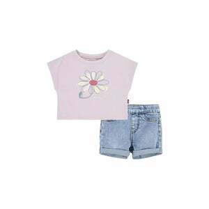 Levi's compleu bebe LVG FLORAL DOLMAN TEE & SHORT culoarea roz imagine
