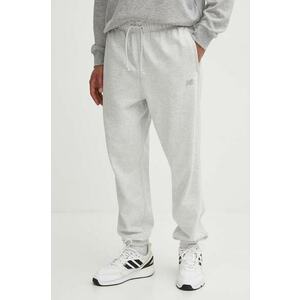 New Balance pantaloni de trening din bumbac culoarea gri, cu imprimeu imagine