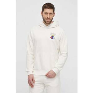 Champion bluza barbati, culoarea bej, cu glugă, cu imprimeu, 219785 imagine