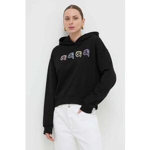 Karl Lagerfeld hanorac de bumbac femei, culoarea negru, cu glugă, cu imprimeu imagine